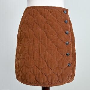 Madewell Quilted Corduroy Autumnal Brown Side-Button Mini Skirt Size 4